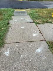 During: Our Foreman, Charlie, and his crew worked hard to lift the sidewalk slabs back to their original position.