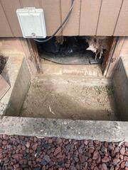 The Crawl Space entrance had fiberglass drooping within