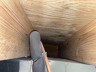 Soda blasting reveals stunning results compared to the mold ridden wood.