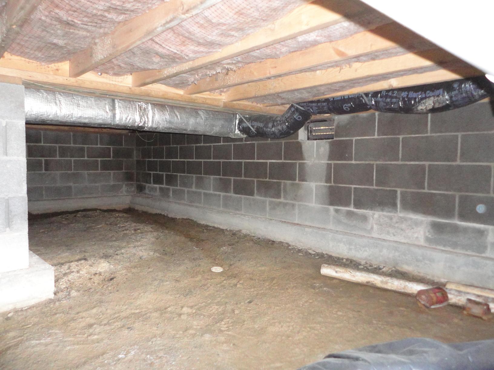 Crawl Space Encapsulation in Bridgeport, WV Damp and Dirty Crawl Space