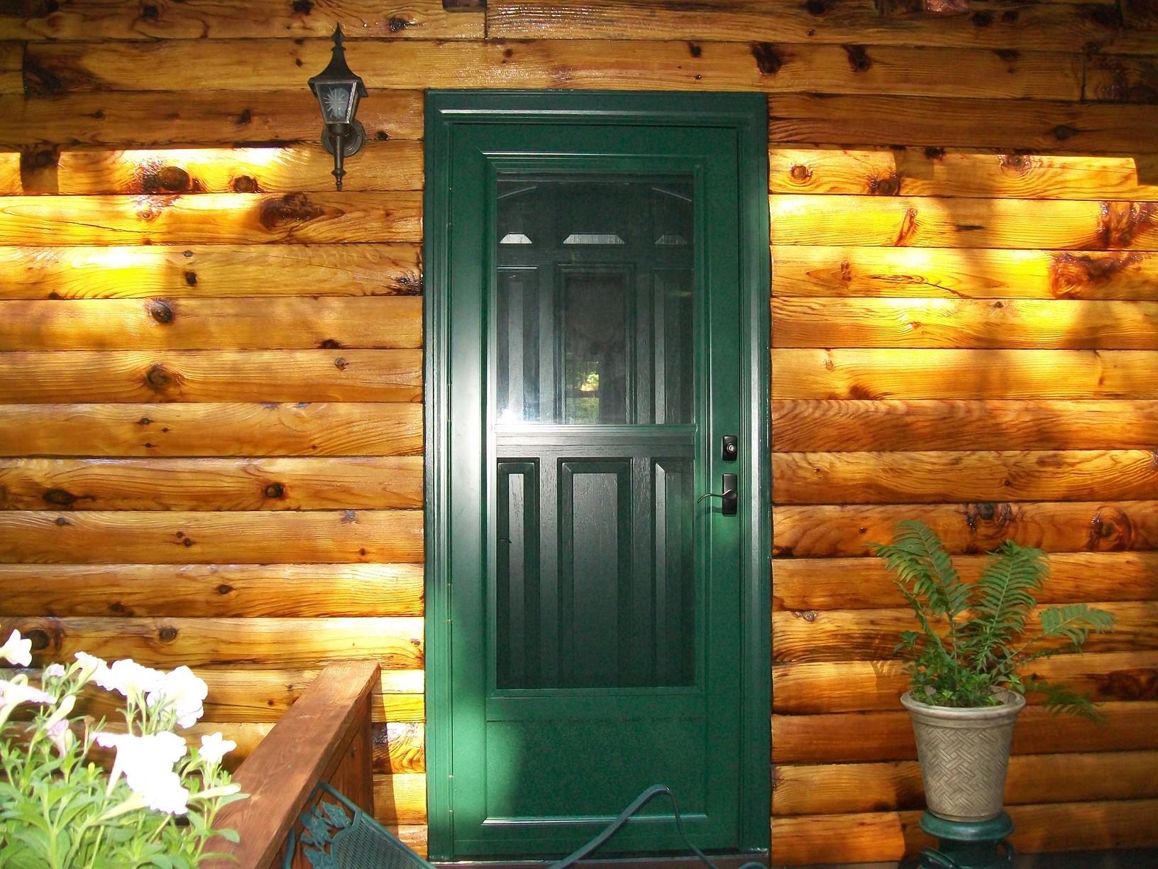 Replacement Windows New And Door On Beautiful Log Cabin Windows And Door On Beautiful Log Cabin