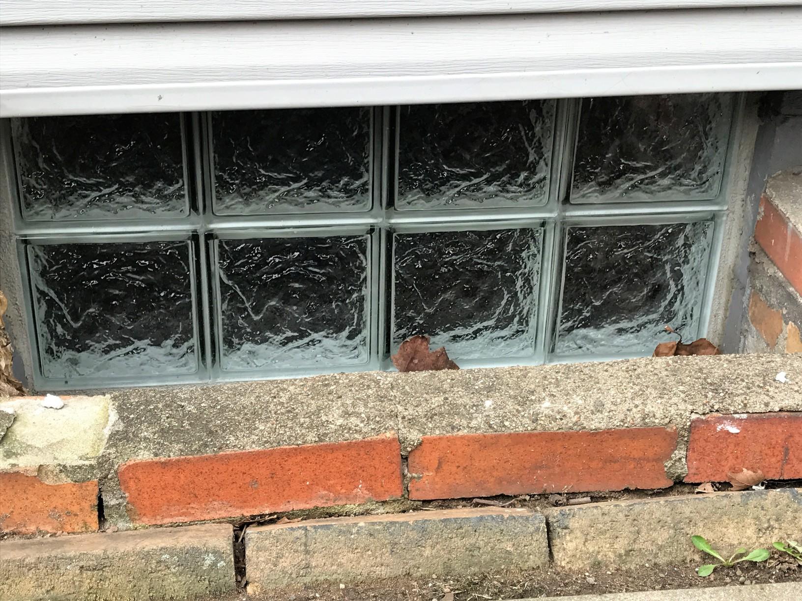 Glass Block Installation Ice Patterned Basement Windows in Monaca, PA 32x16 Ice Patterned