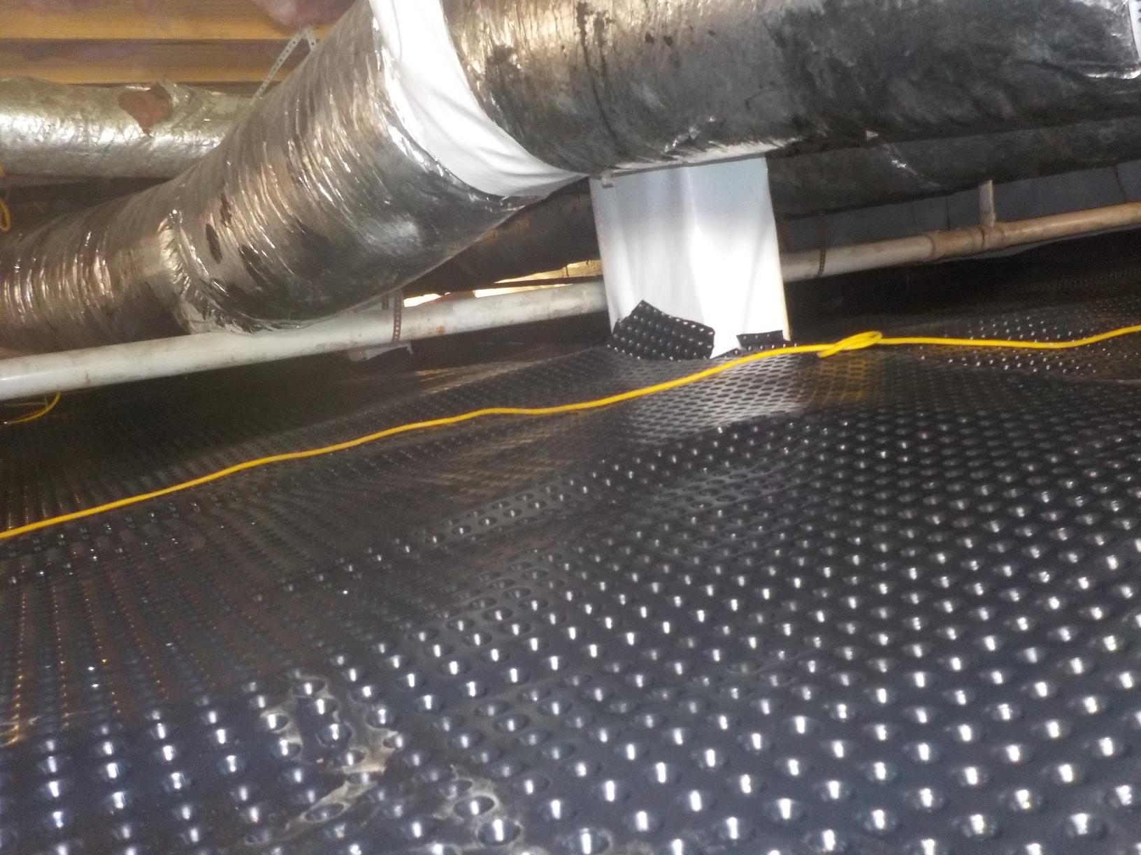 Crawl Space Repair Crawl space makeover in Clarksville Drainage matting
