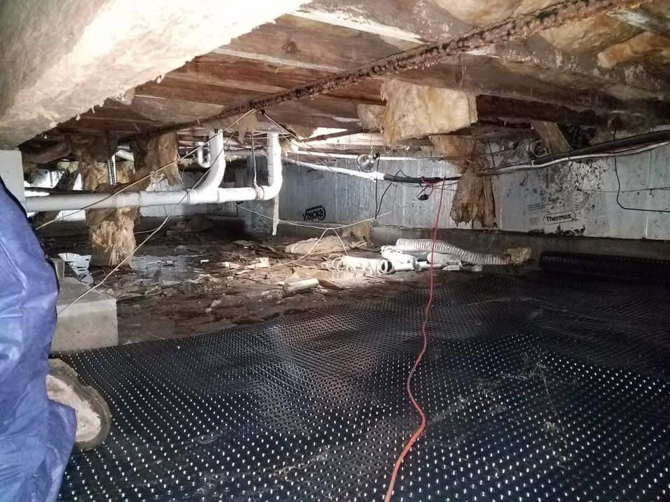 encapsulation crawl space process beginning repair system dirt