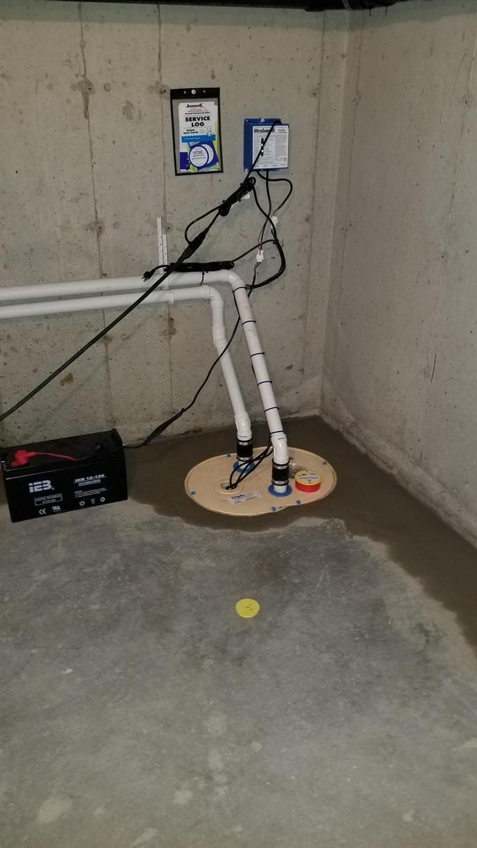 Basement Waterproofing WaterGuard System in Cortland, NY TripleSafe Sump Pump
