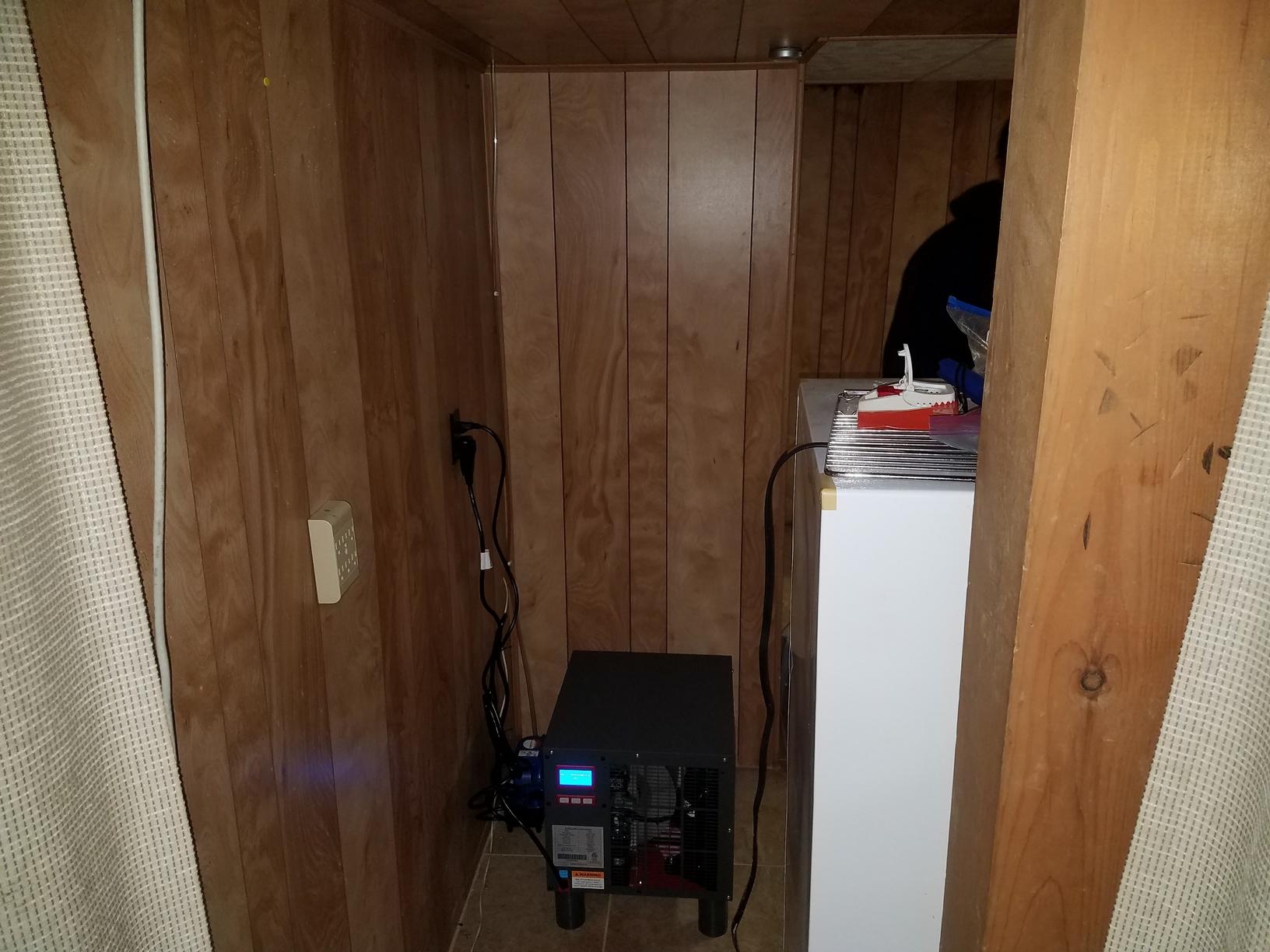 Crawl Space Encapsulation Commercial grade dehumidifier installed in