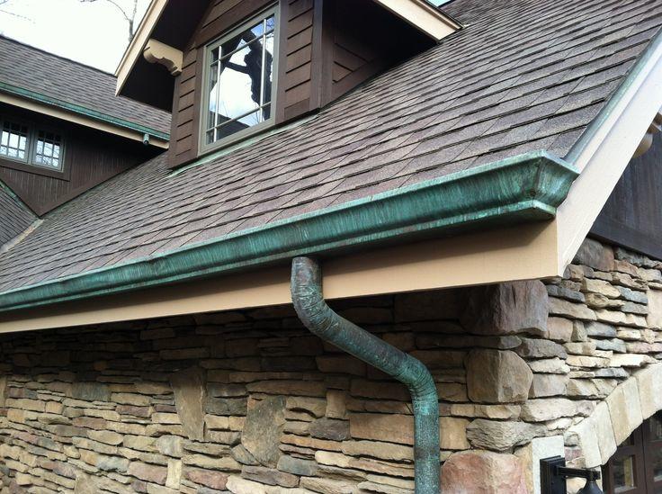 Copper Gutters With Mastershield Gutter Protection Installed In Salem Or Aged Copper Gutters In Salem Or