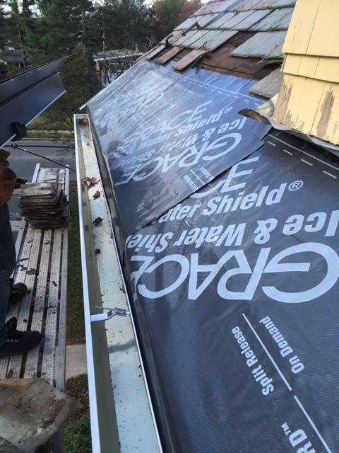Aluminum Gutter Install Slate Repair In Somerville Ma Wrapping Ice Water Behind The Gutter