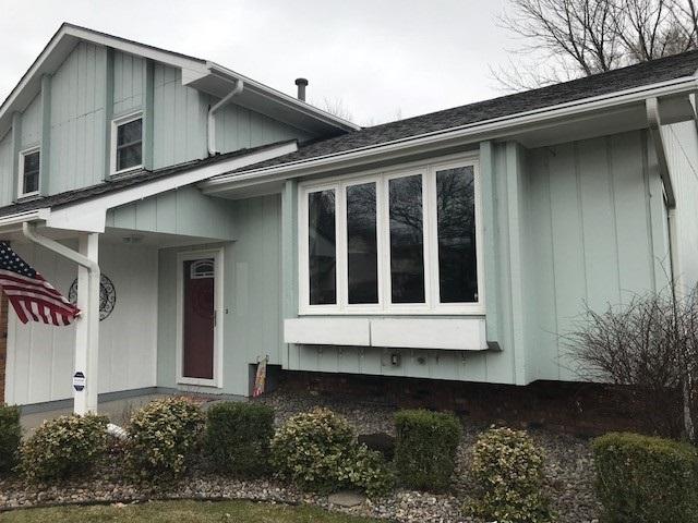 Leafguard Gutters Downspouts Hail Damage Gutter System Replacement In Papillion Ne Front Right Of The Home After Replacement Of Leafguard Gutter System Papillion Ne