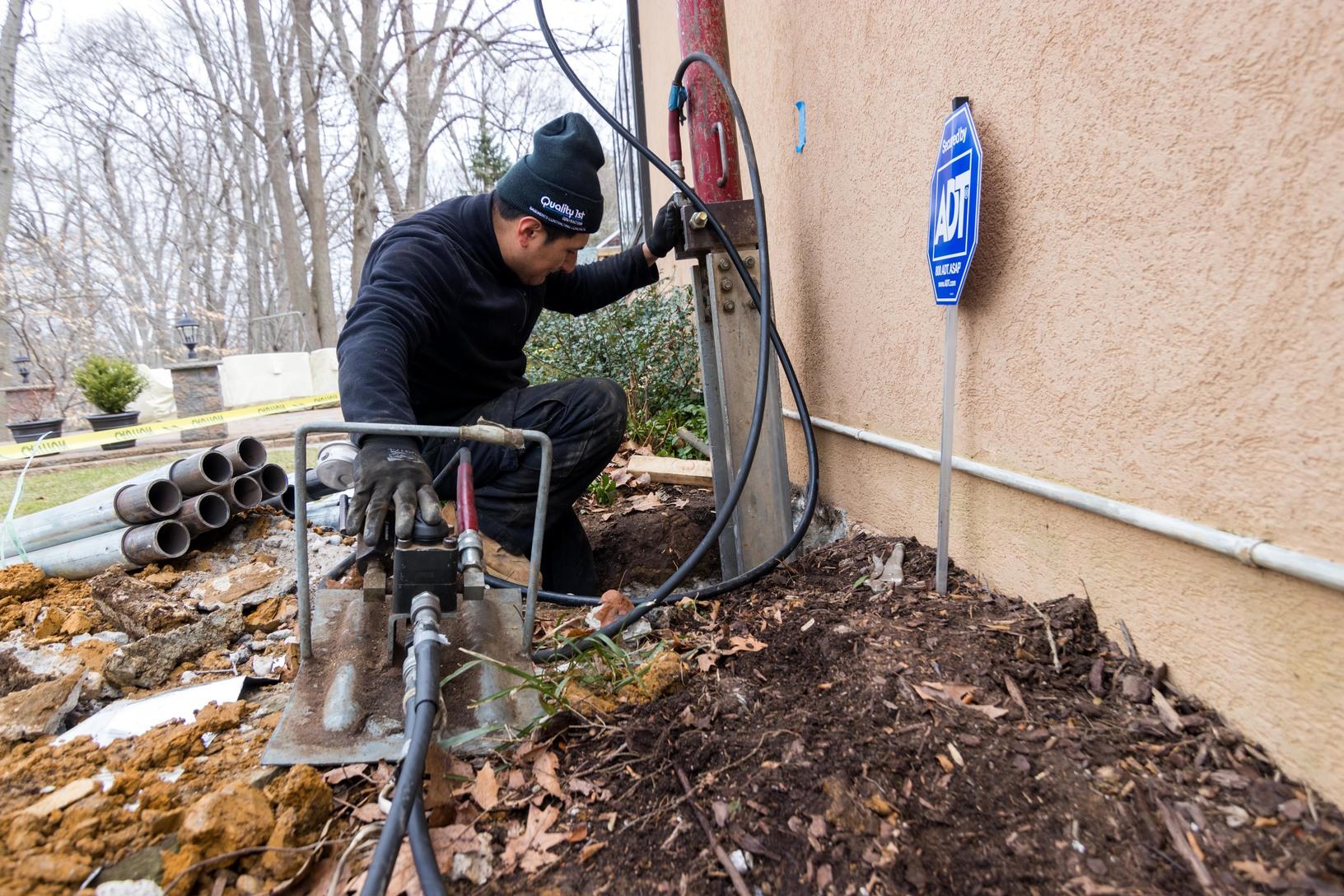 Push Pier Systems Foundation in Matawan, NJ Home Stabilized by Push
