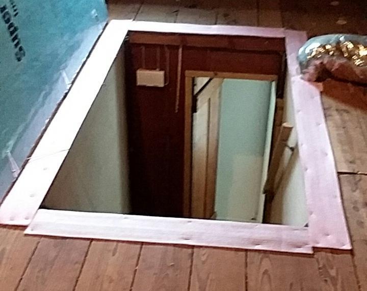 Custom WalkUp Attic Stair Cover in Red Bank, NJ Open Hatch