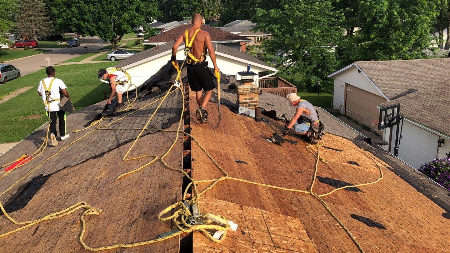 Roof Replacement Hail Damage in Rockford, IL Shingle Removal