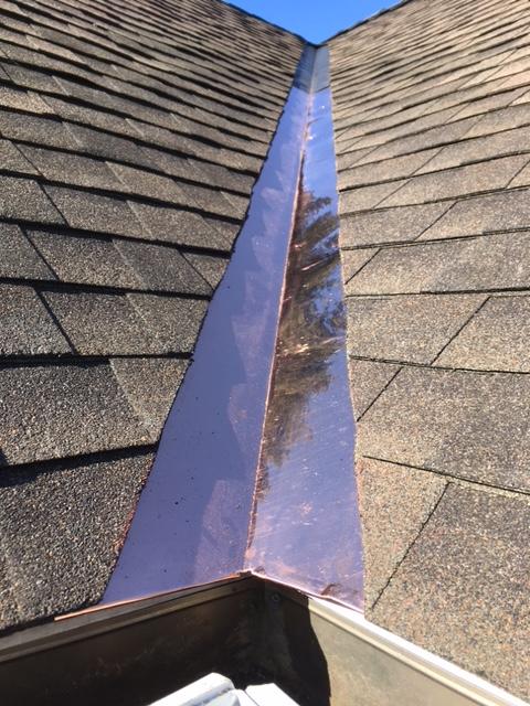 Shingle Roof Valley Repair In Waban Ma Finished Copper Valley