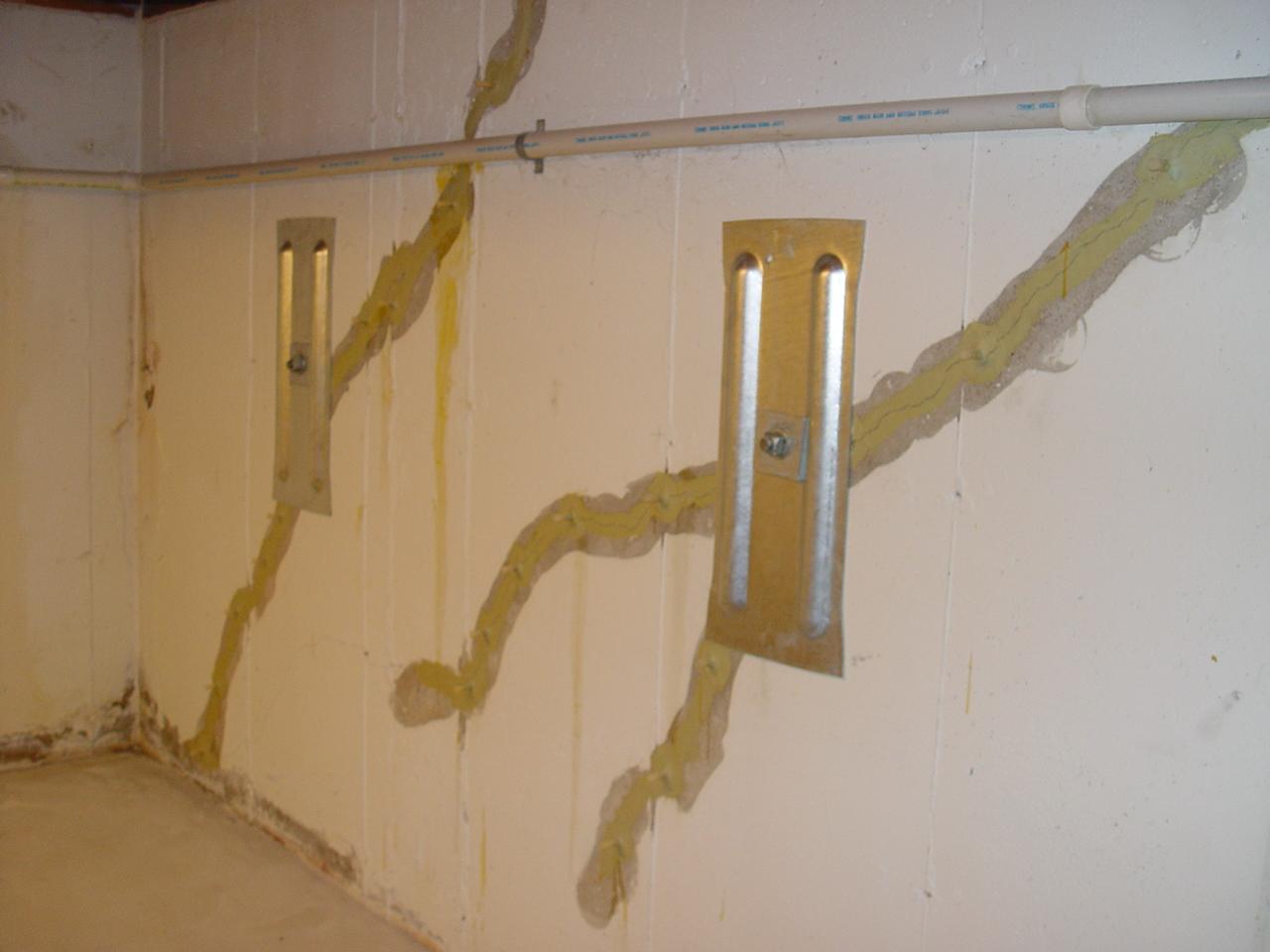 Foundation Repair Basement Wall Anchoring Corner Close Up of Two