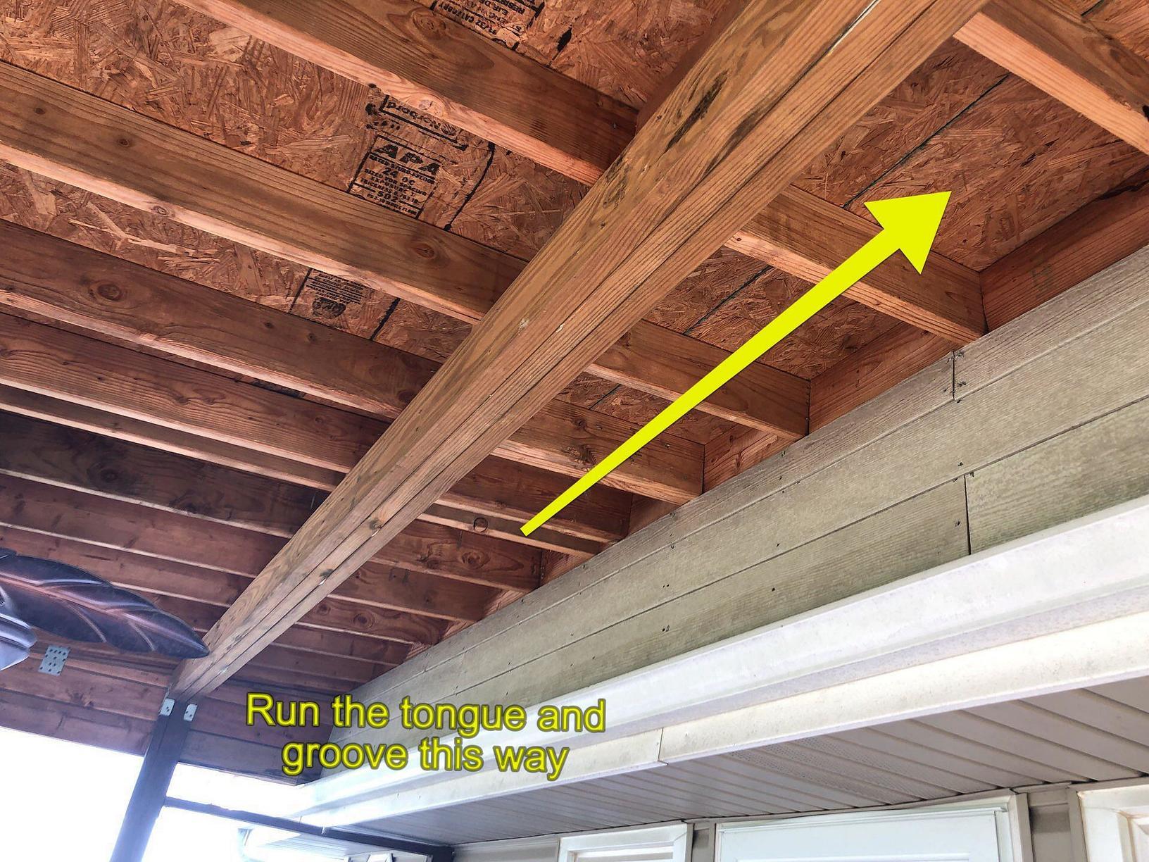 Deck Installation Basehor Ks Has Ceiling Installed Over Deck Cover Tongue And Groove To Be Installed