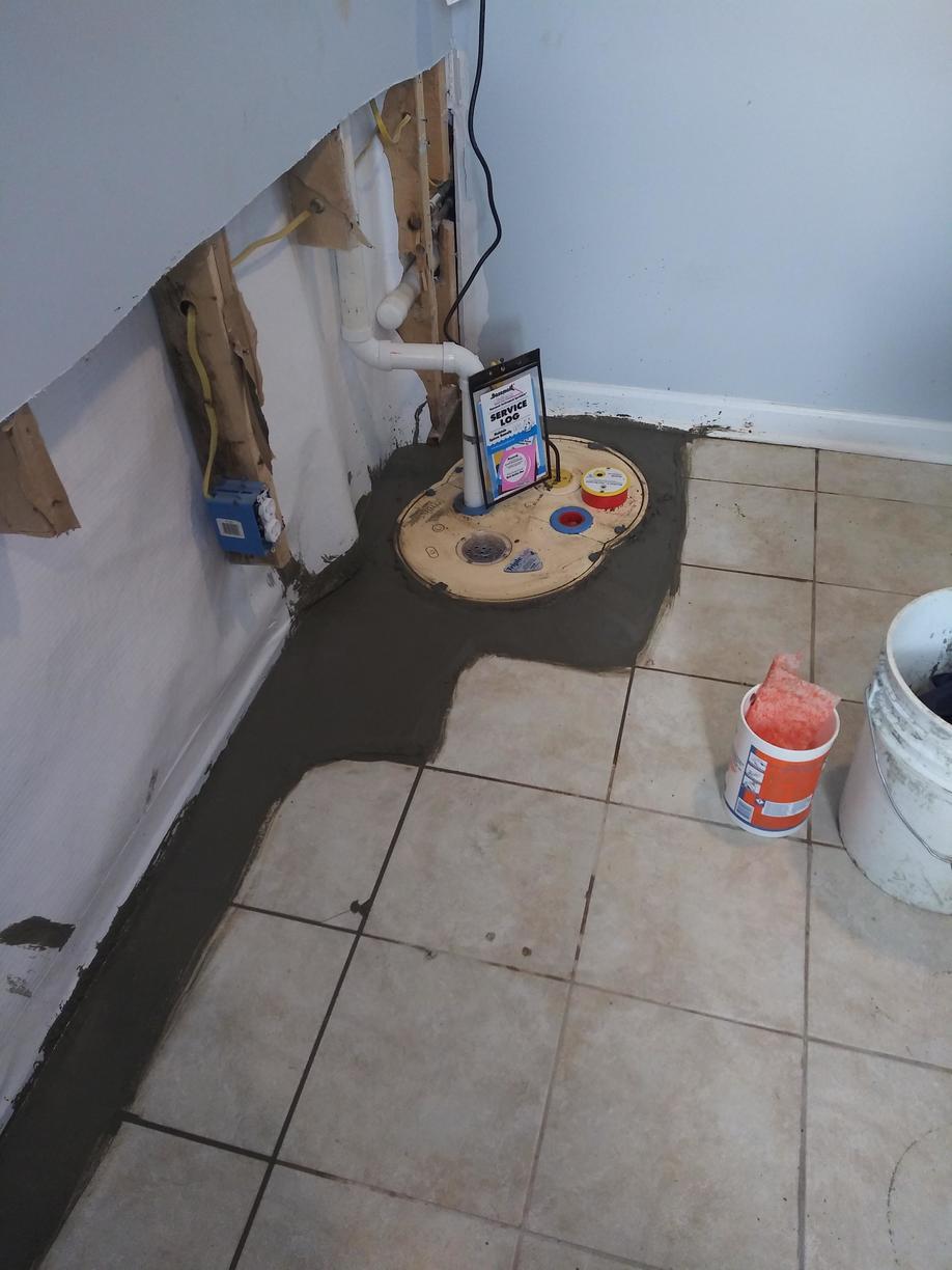 Tiled Basement In Fredericksburg Va Waterproofed Sealed Floor And Sump Pump