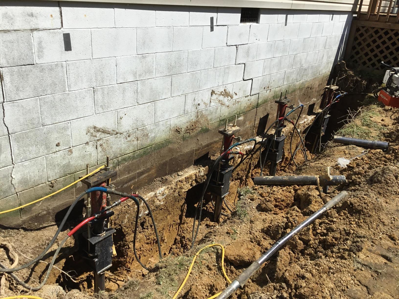 Crawl Space Repair Helical Piers used to stabilize a foundation in Hillsboro, OH Helical