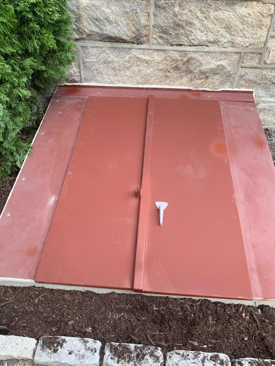 Cellar Doors Concrete repair and Flat Cellar door installed in