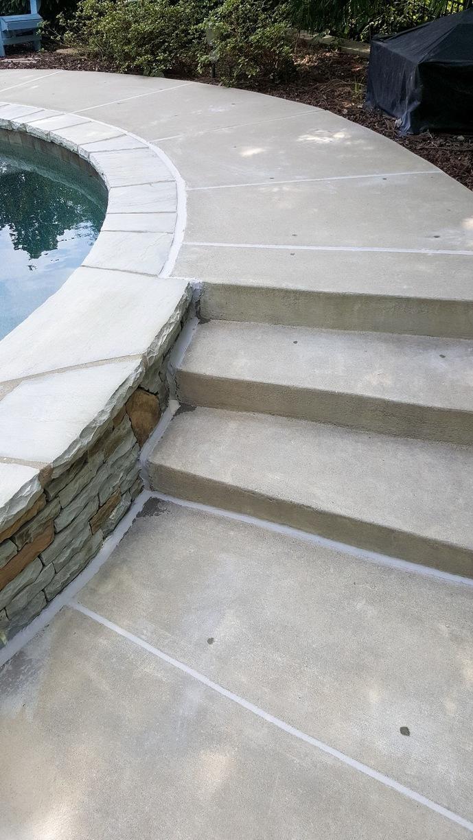 Pool Deck Repair in Harrisburg, NC Repaired Cracks in Pool Deck