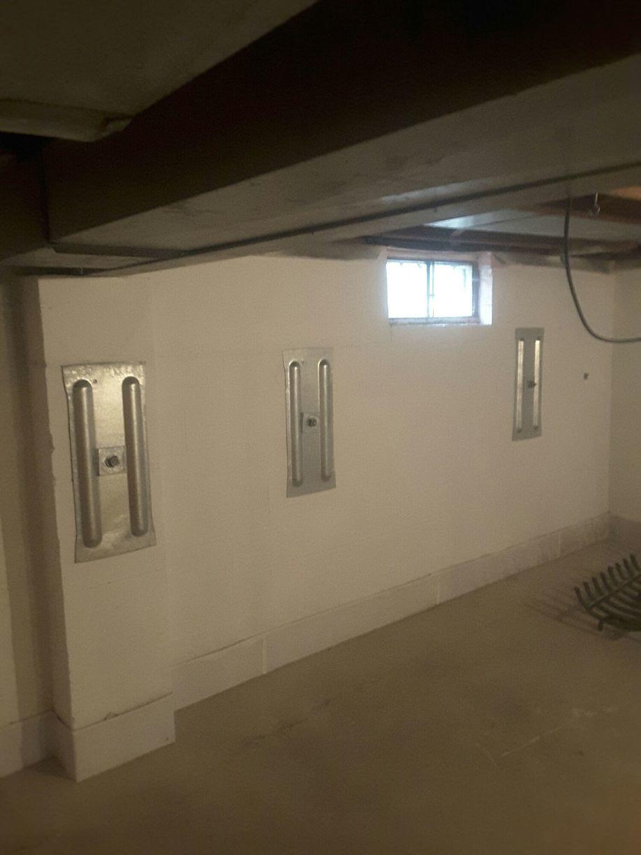 Basement Waterproofing Wall Support with GeoLock GeoLock Wall Anchors