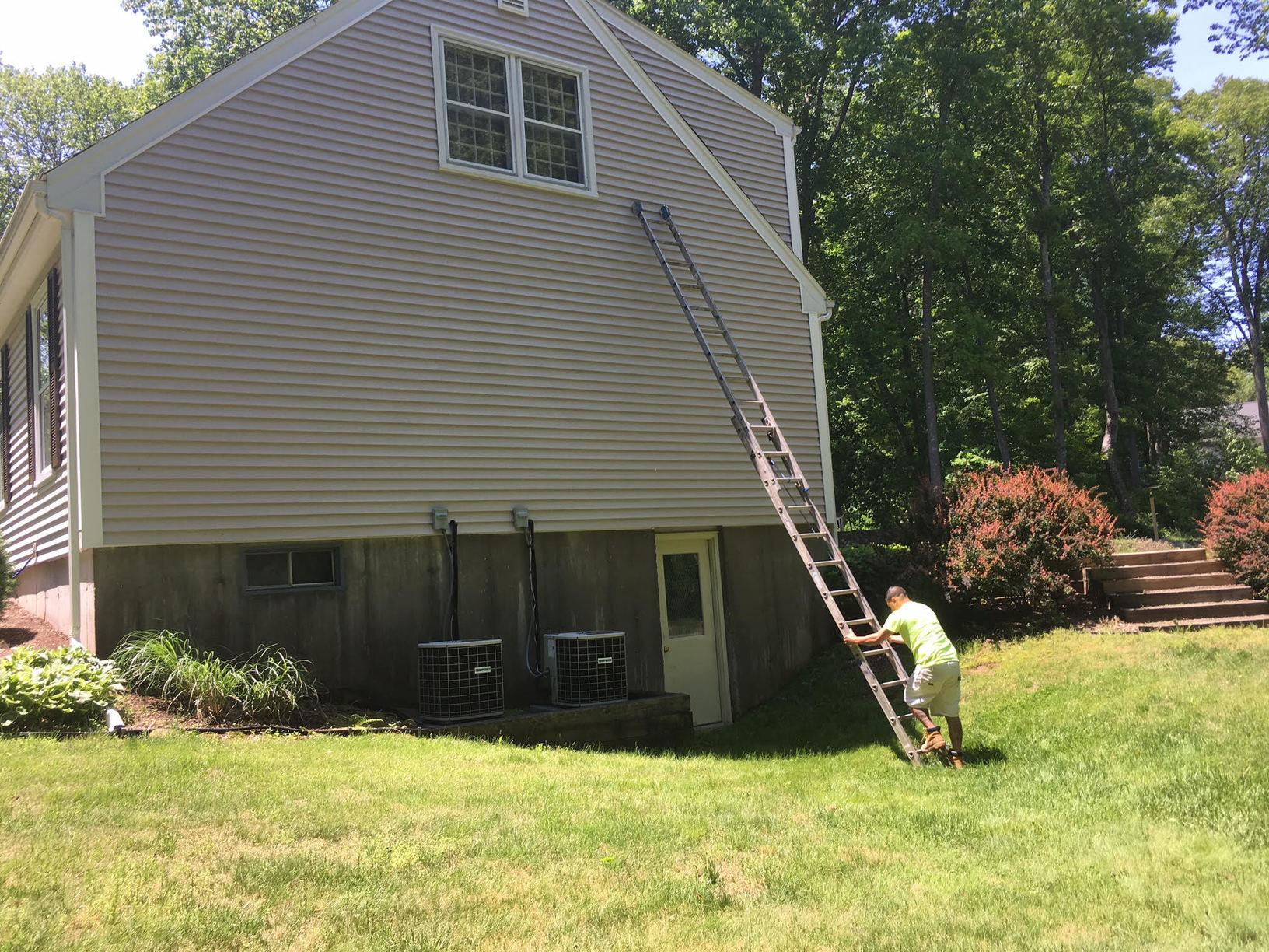 Pressure Washing Pressure Washing in Madison, CT Ladder Set Up