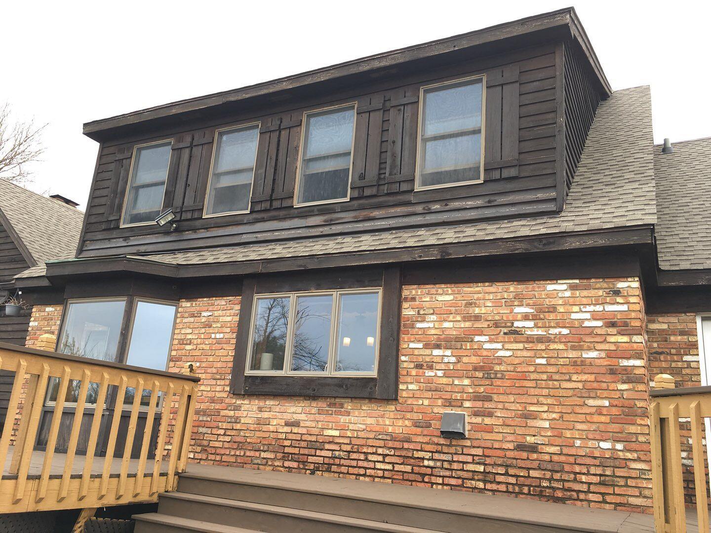 Siding Cedar Transformation to Hardie in Mokena Back dormer