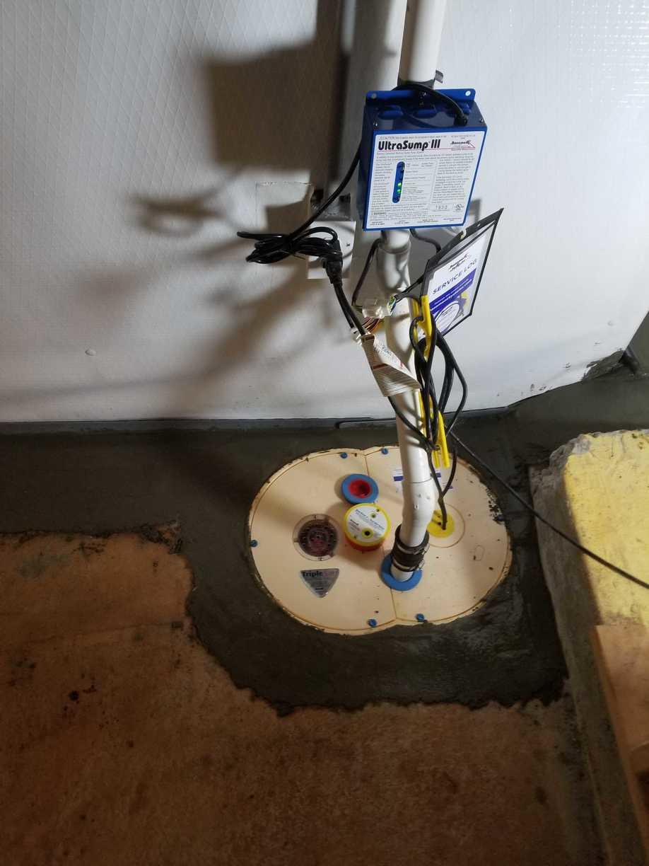 sump pit pump basement installed waterproofing