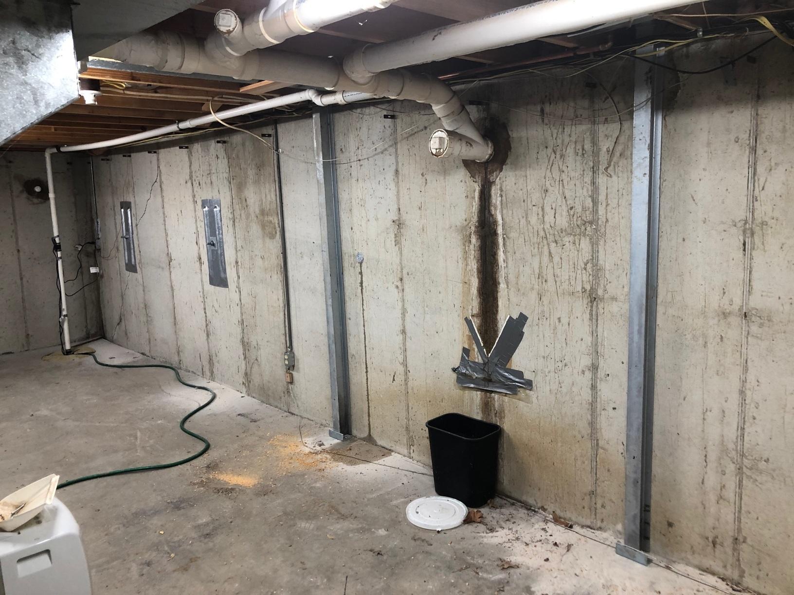 Basement Waterproofing Wall Support with GeoLock and PowerBrace The