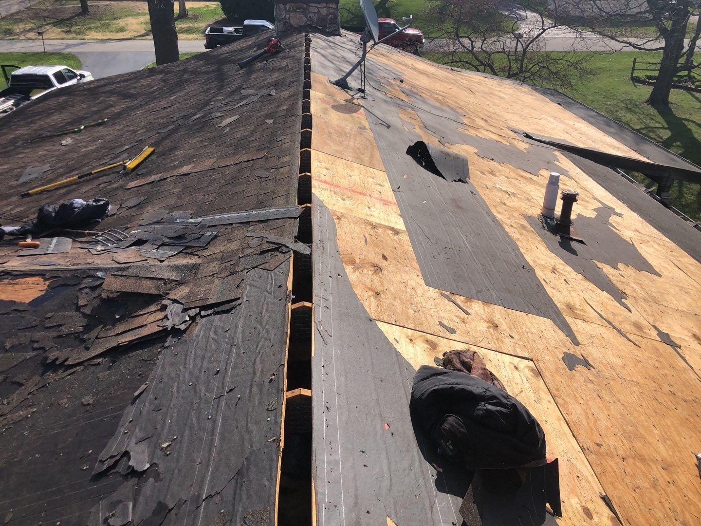 Roof Repair Roof damage from hail Tear off