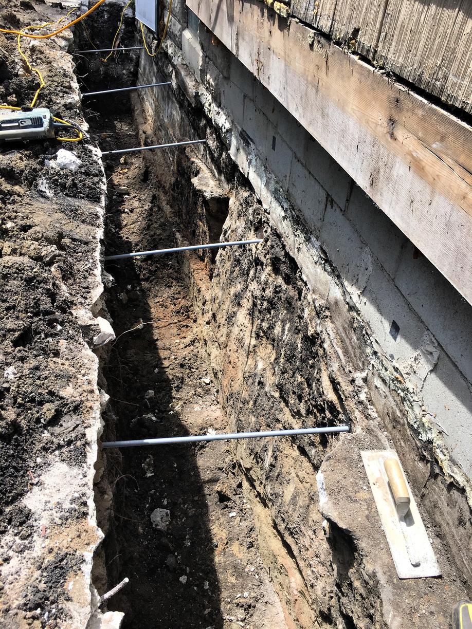 Foundation Repair Tilting Foundation Wall Repaired in Wahpeton, ND