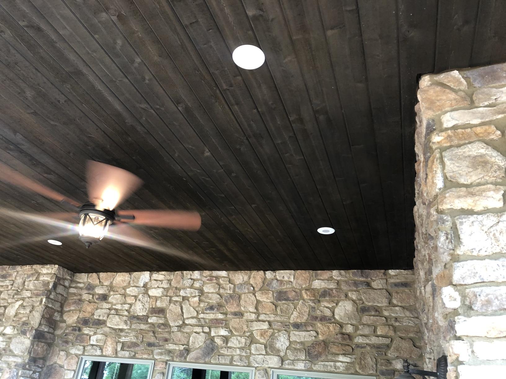 Ceiling Ruff Deck Installation - Cedar Porch Ceiling - Rough Cut Cedar