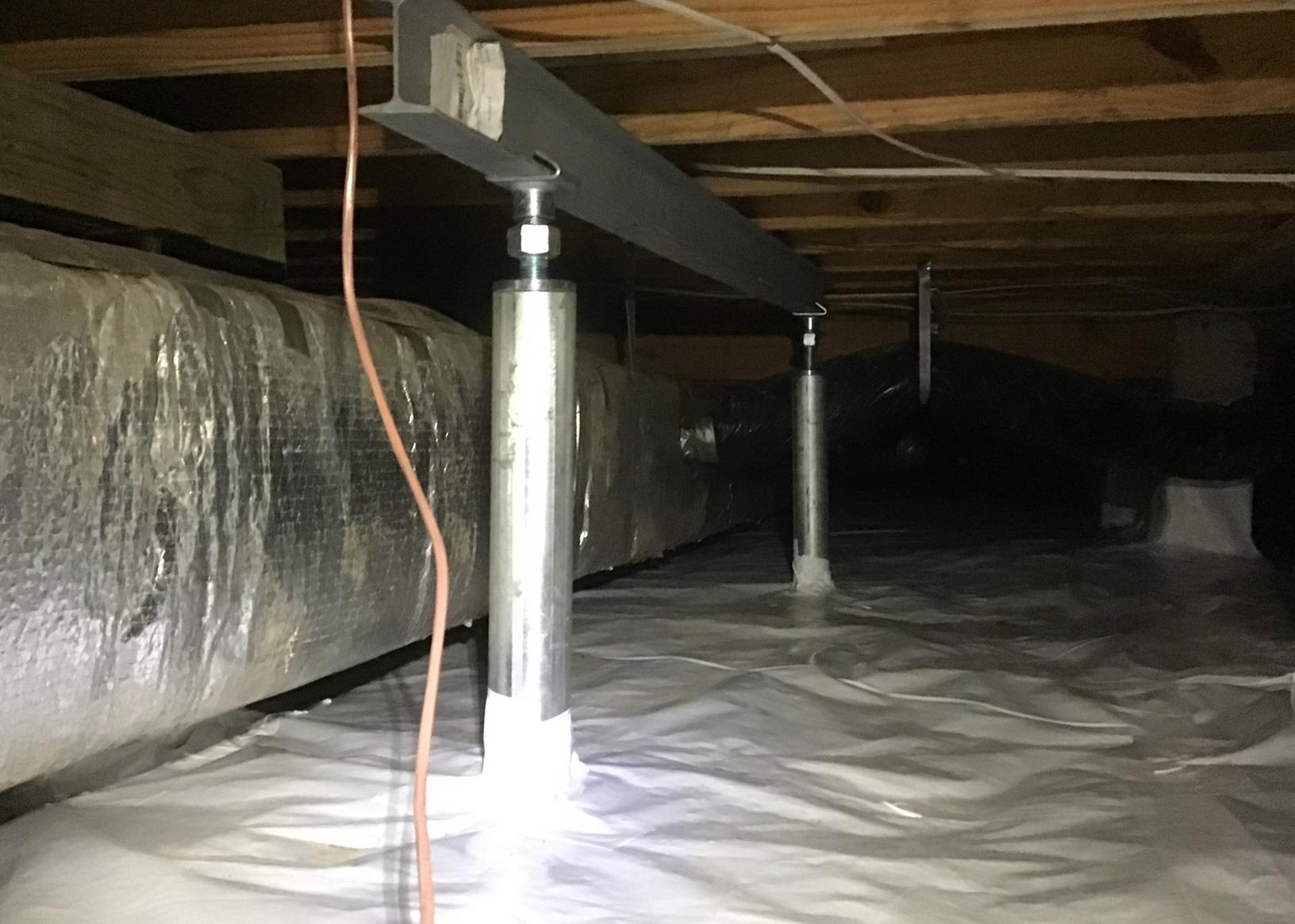 Crawl Space Repair Installing Smart Jacks and CleanSpace Crawl Space