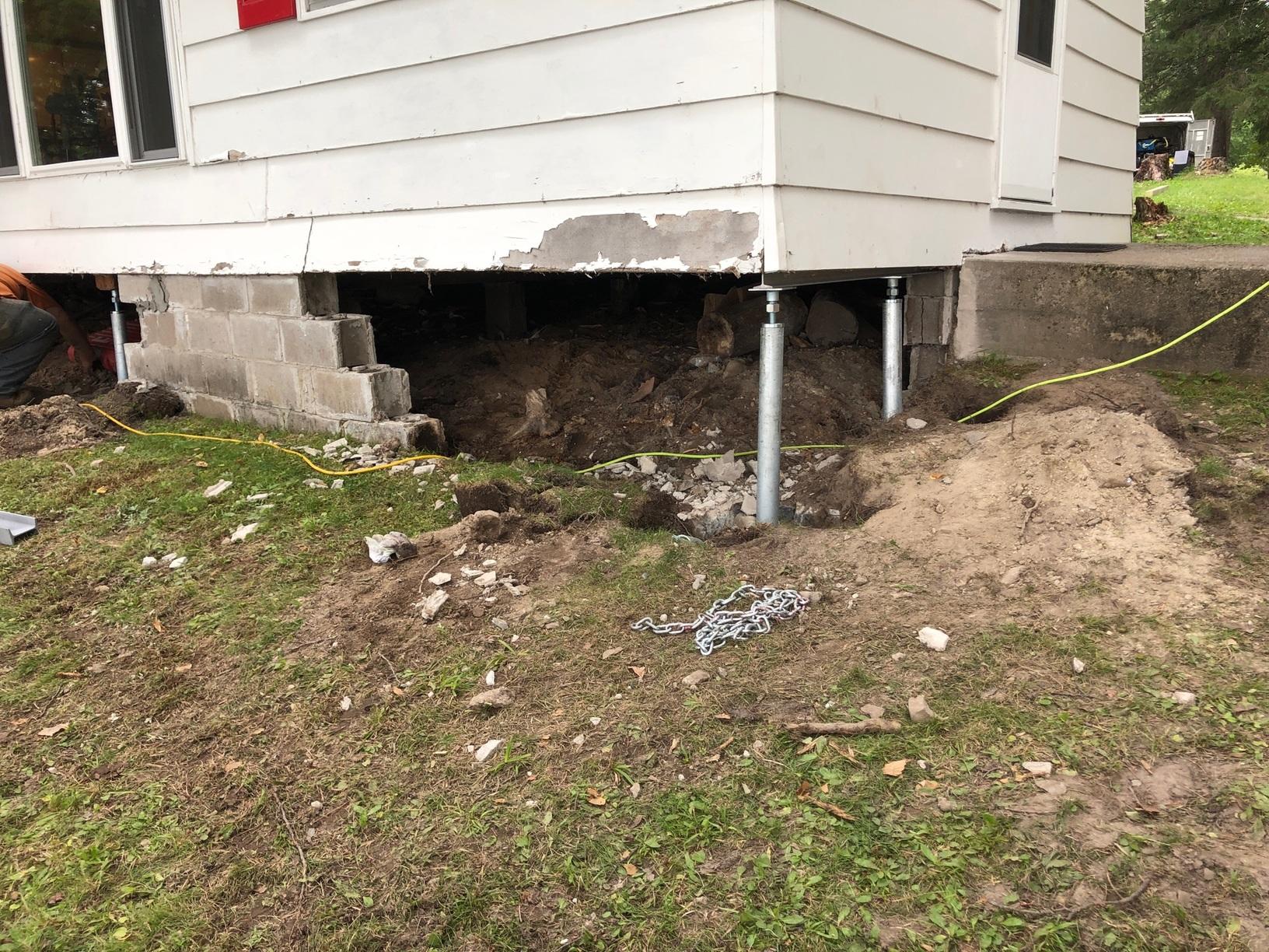 Foundation Repair Block Foundation in Britt, MN Cabin Goes from
