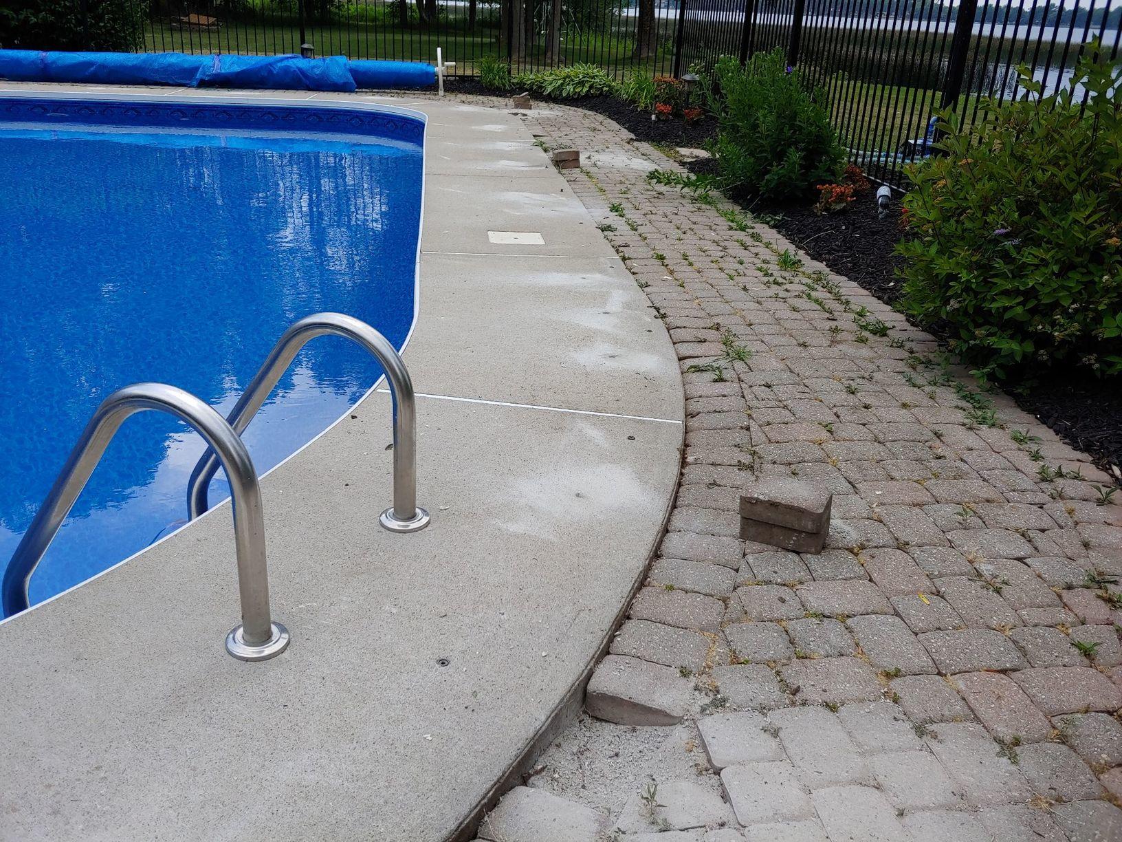 Sinking Pool Deck in Ramara, Ontario Interlock