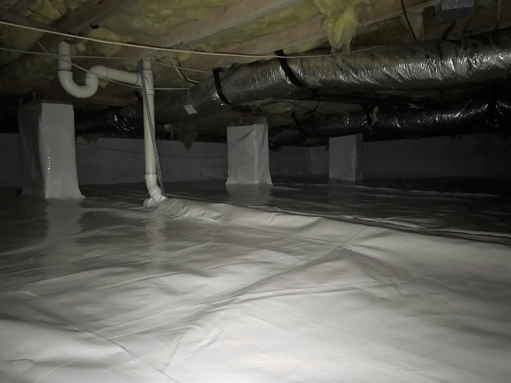 Crawl Space Repair Floor Support and Vapor Barrier Installation near