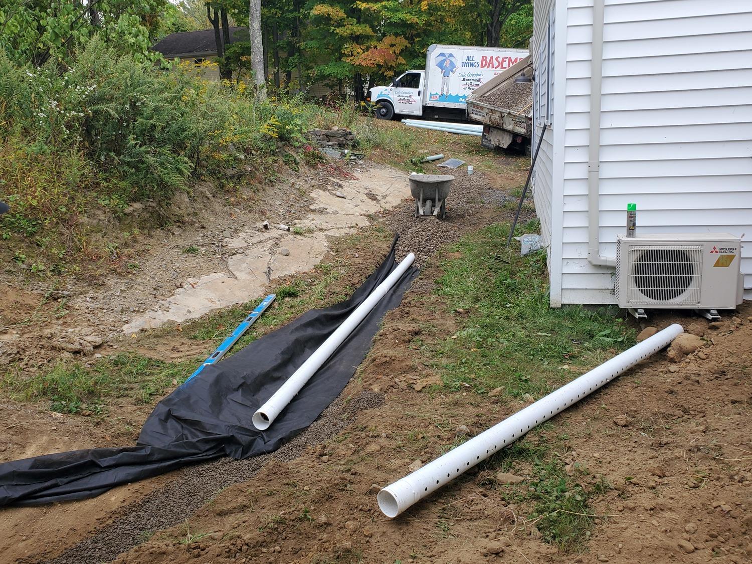 Basement Waterproofing Installing a Curtain Drain New Paltz, NY