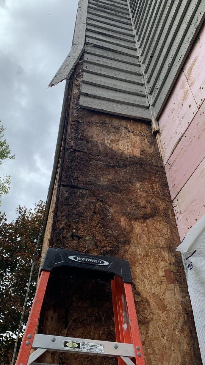 Siding New siding, windows, soffit and fascia Rotten Plywood