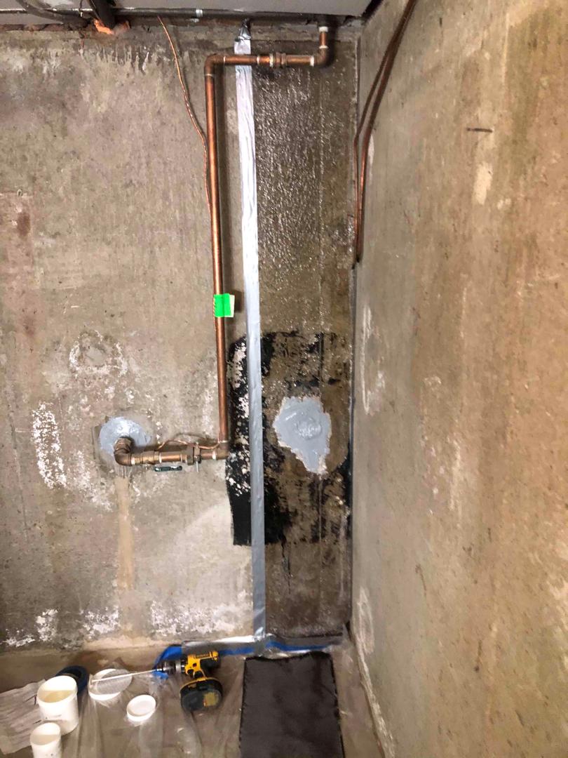 Leaky Basement Wall Repaired Repair Underway