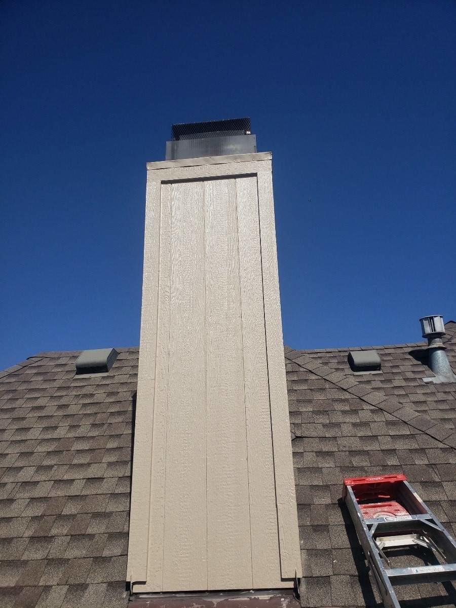 Siding - Siding Repair and Painting on a Kansas City, MO Home - Chimney