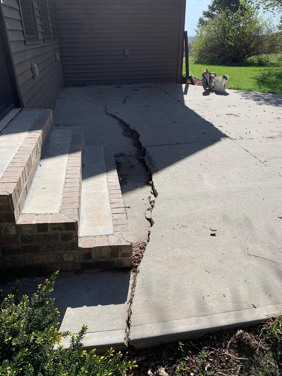 Weston, NE Concrete Settlement Repaired Back patio concrete settled