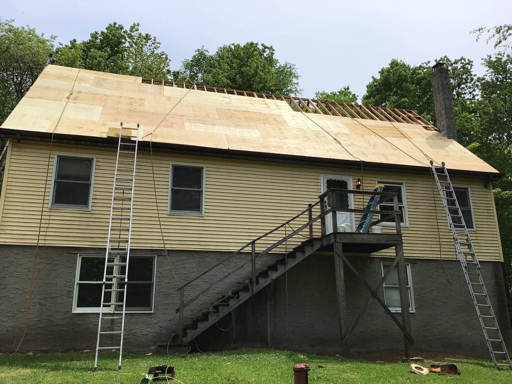 Full Roof & Roof Deck Replacement in Carmel, NY Beginning the Plywood