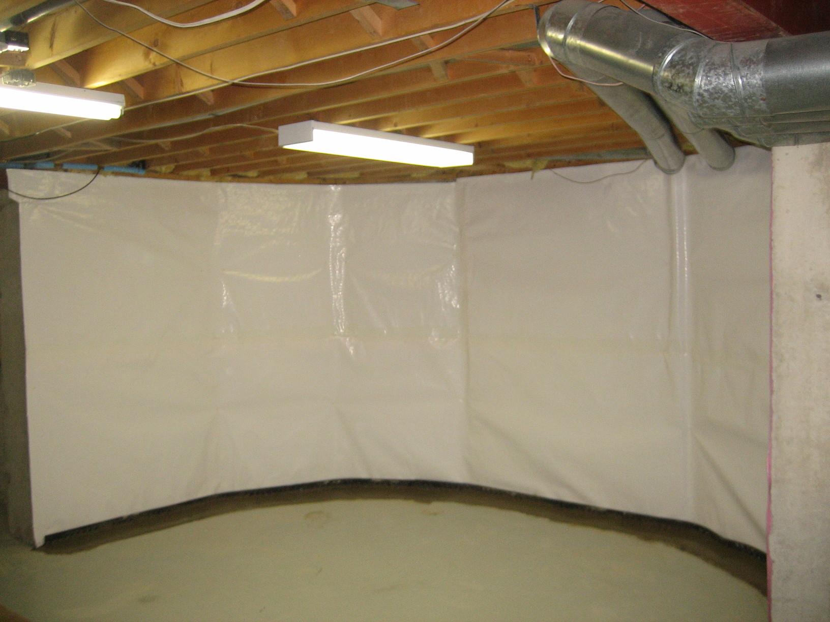 Basement Waterproofing CleanSpace Vapor Barrier Installed Throughout