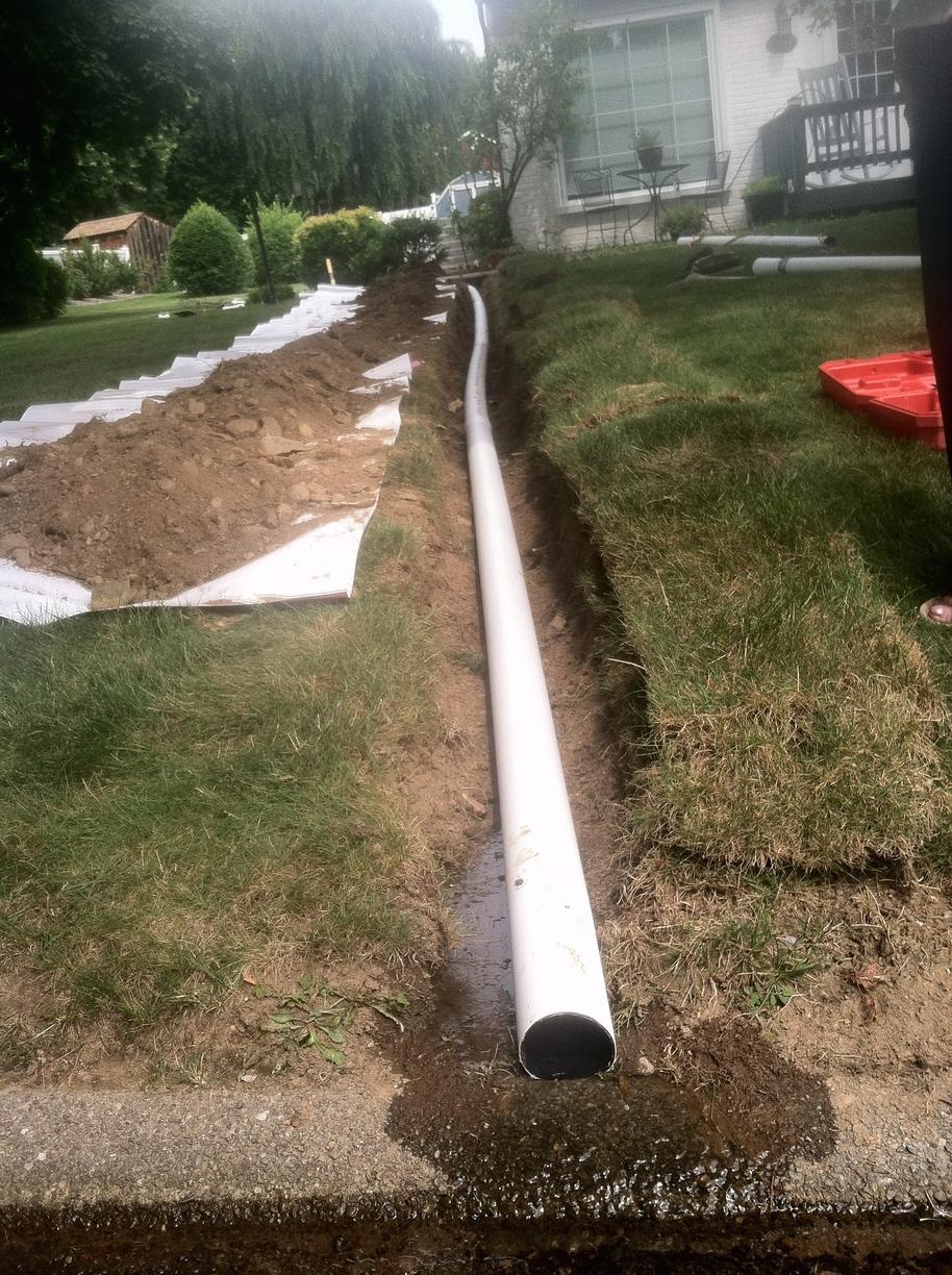 Basement Waterproofing Discharge line in New Windsor Installed pipe