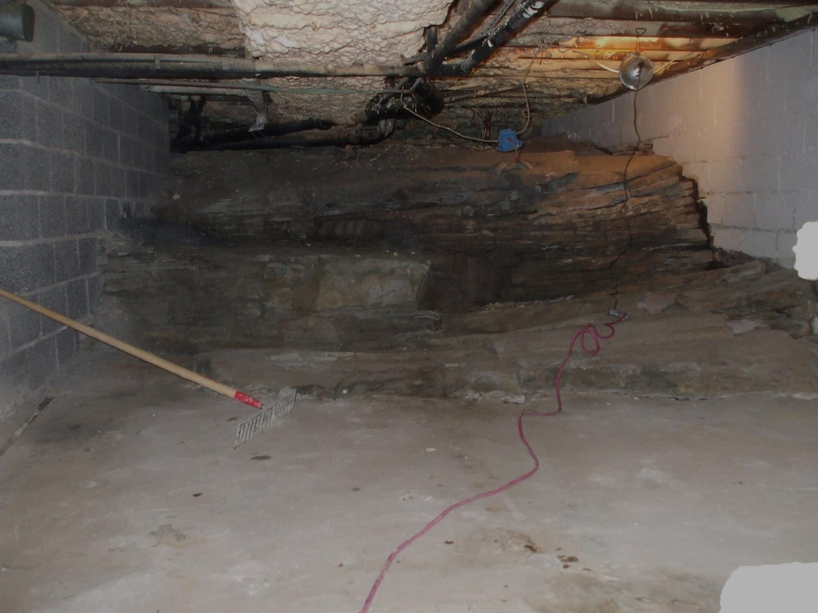 Basement Waterproofing Cleanspace in Hawley, PA Rock ledge Crawlspace