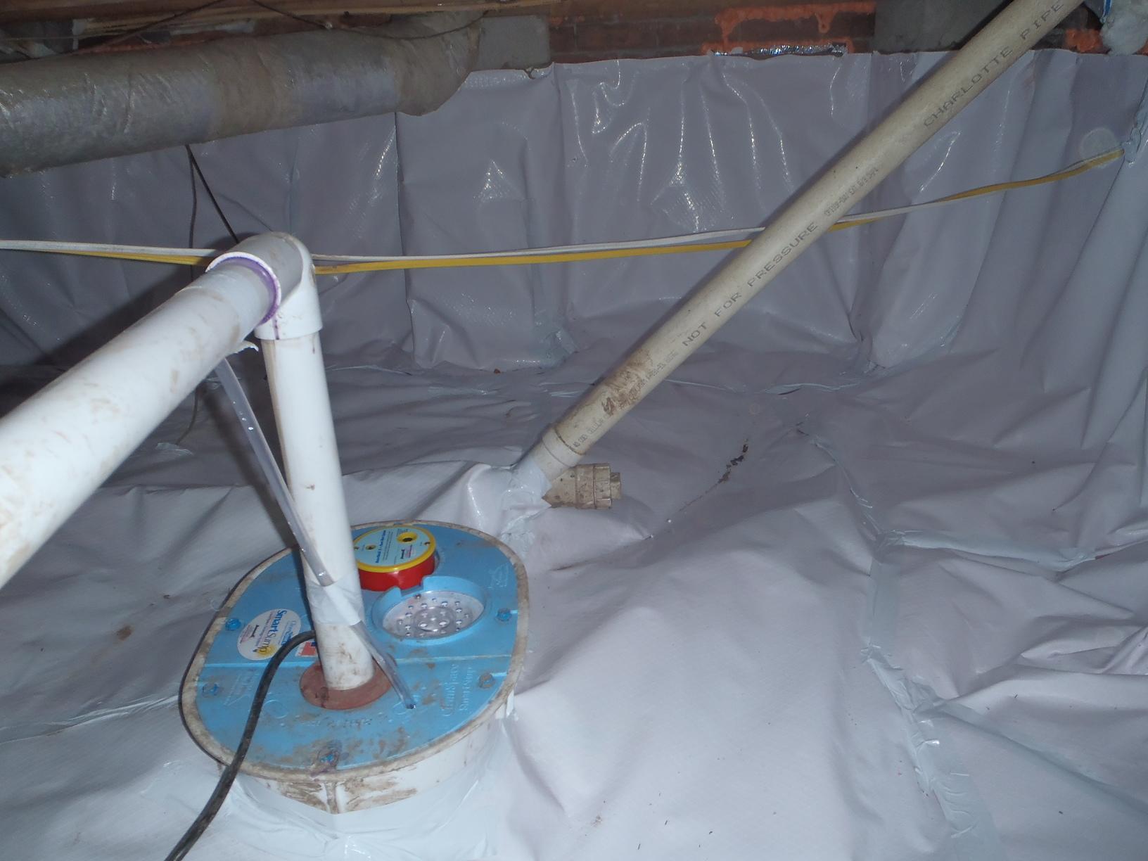 Crawl Space Insulation Encapsulation of Crawlspace Sump Pump Finished