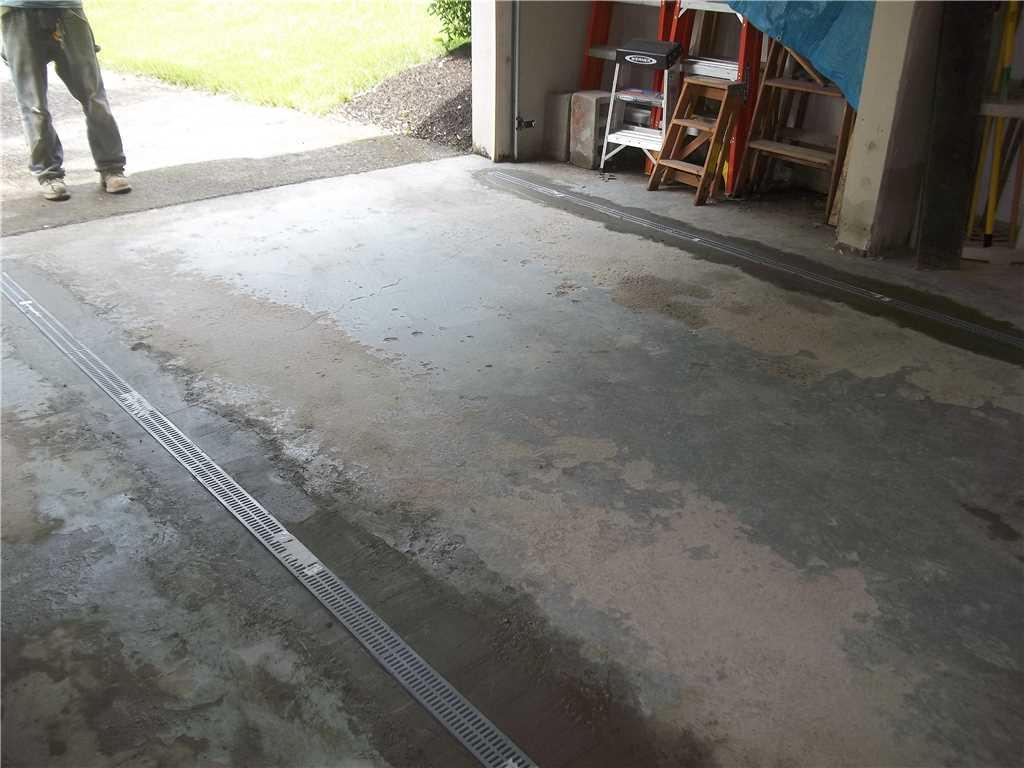 Basement Waterproofing Garage Floor Waterproofed with Trench Drain in