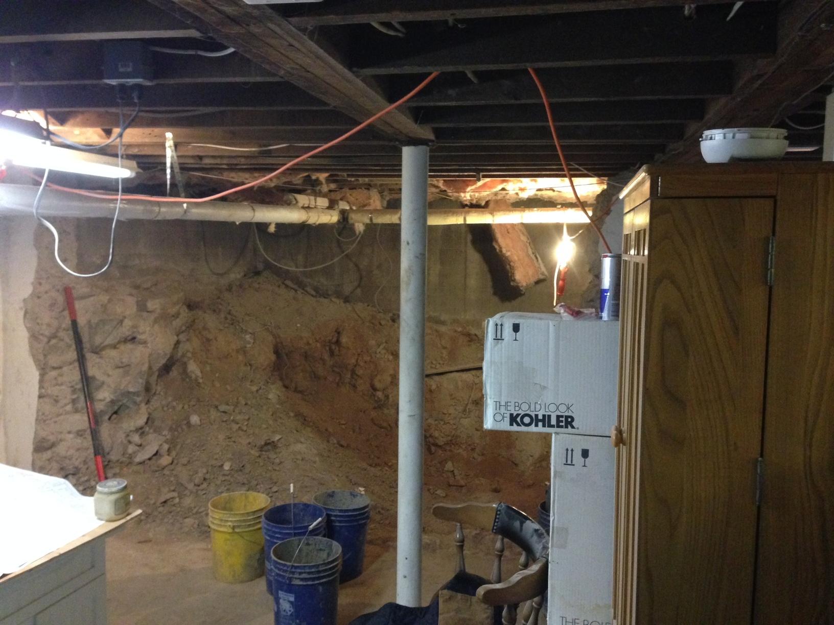 Basement Waterproofing Helical Pier installation and Complete Basement Waterproofing
