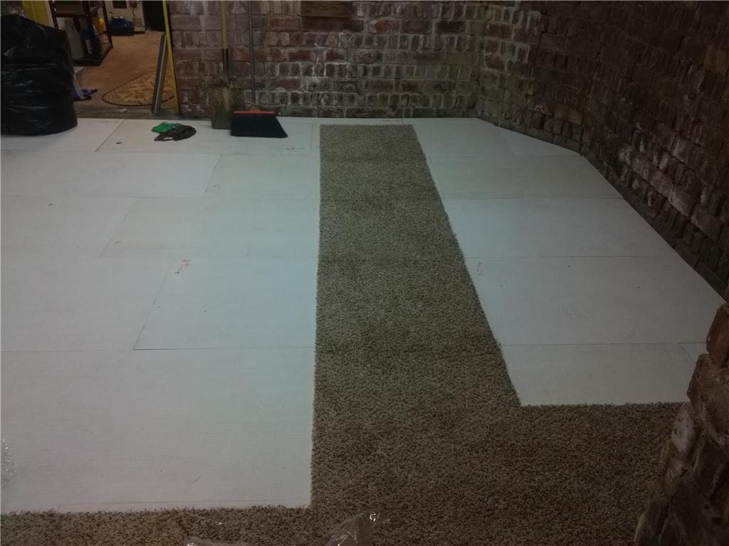 Basement Waterproofing Comfortable, Warm Basement Carpet Tiled
