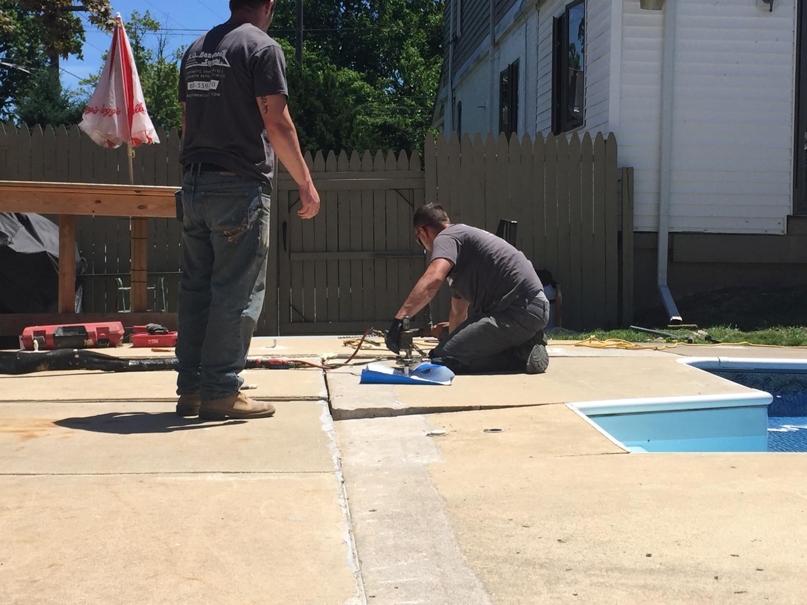 Concrete Leveling Sunken Pool Deck Releveled in Lansdowne, PA