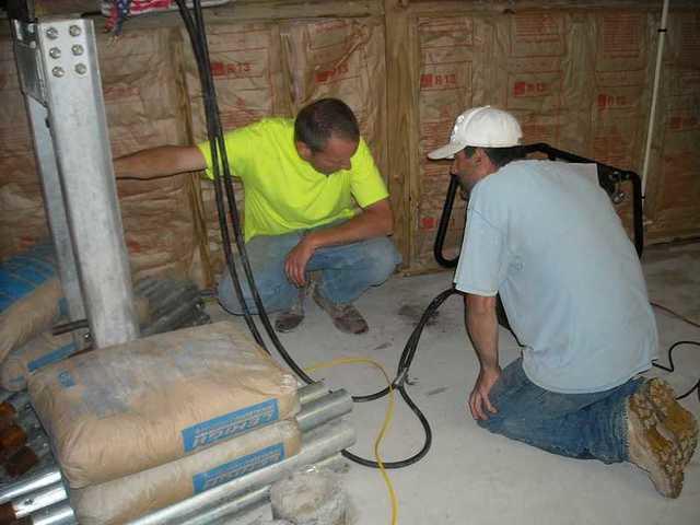 Pushing the piers into the ground